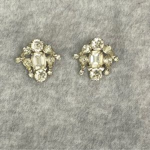 Vintage Weiss Rhinestone Earrings, Marked